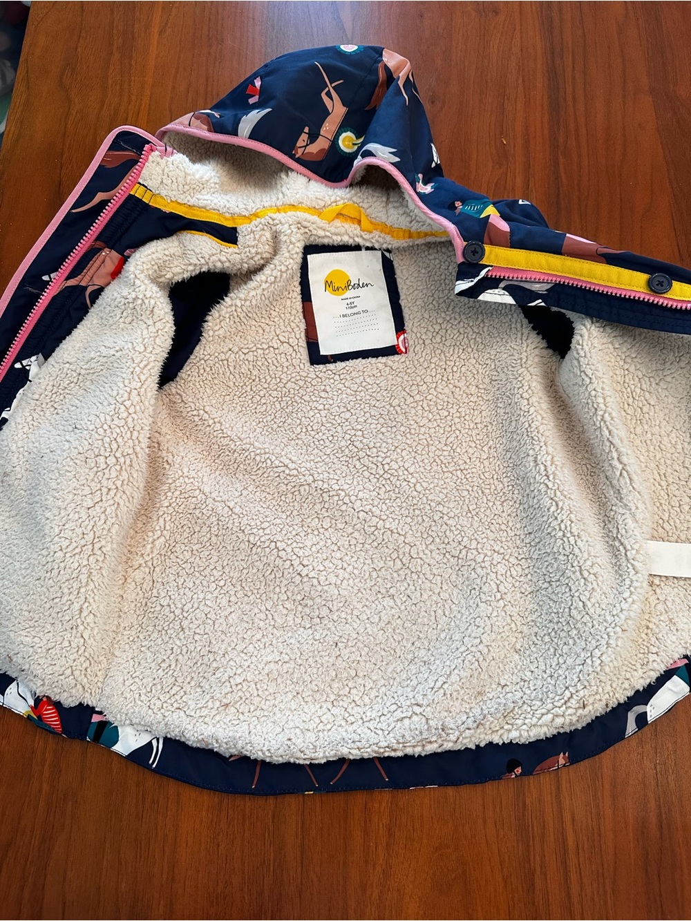 Mini Boden Navy Horse Equestrian Horse Show Print Jacket with Pink Trim size 4-5 - Picture 7 of 7
